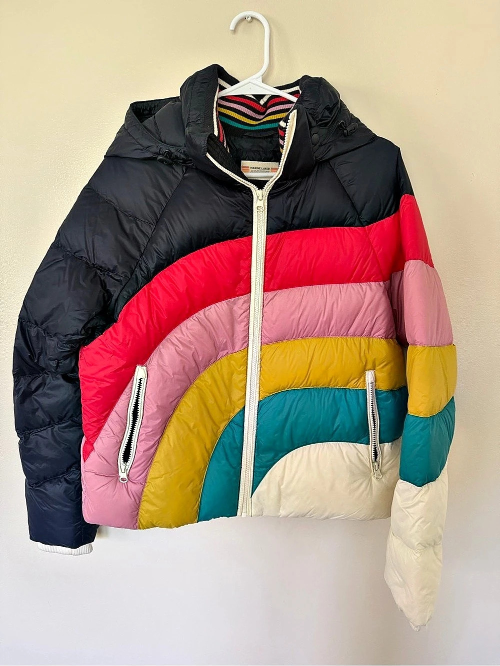 Marine Layer Retro Color Block Puffer Jacket